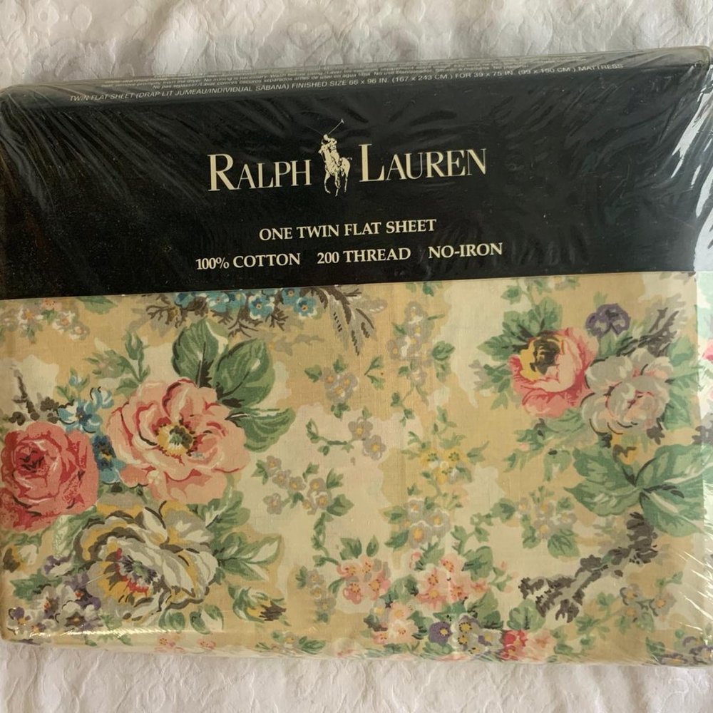 Vintage Ralph Lauren Old Brittany Twin Floral Flat Sheet